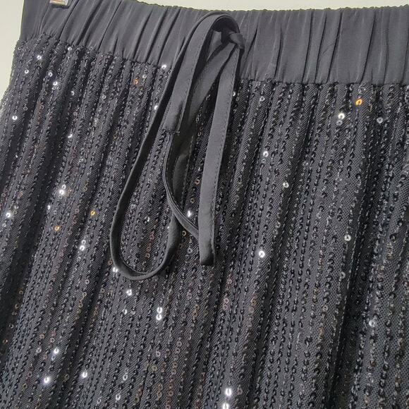 GiGio Black Sequin Joggers M Pants Sparkle Discocore Glam Lined Medium - Picture 6 of 13